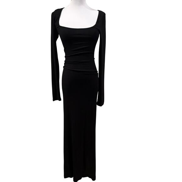 SKIMS Soft Lounge Long Sleeve Bodycon Dress Black Small Chic Quiet Luxury Staple - Picture 2 of 7